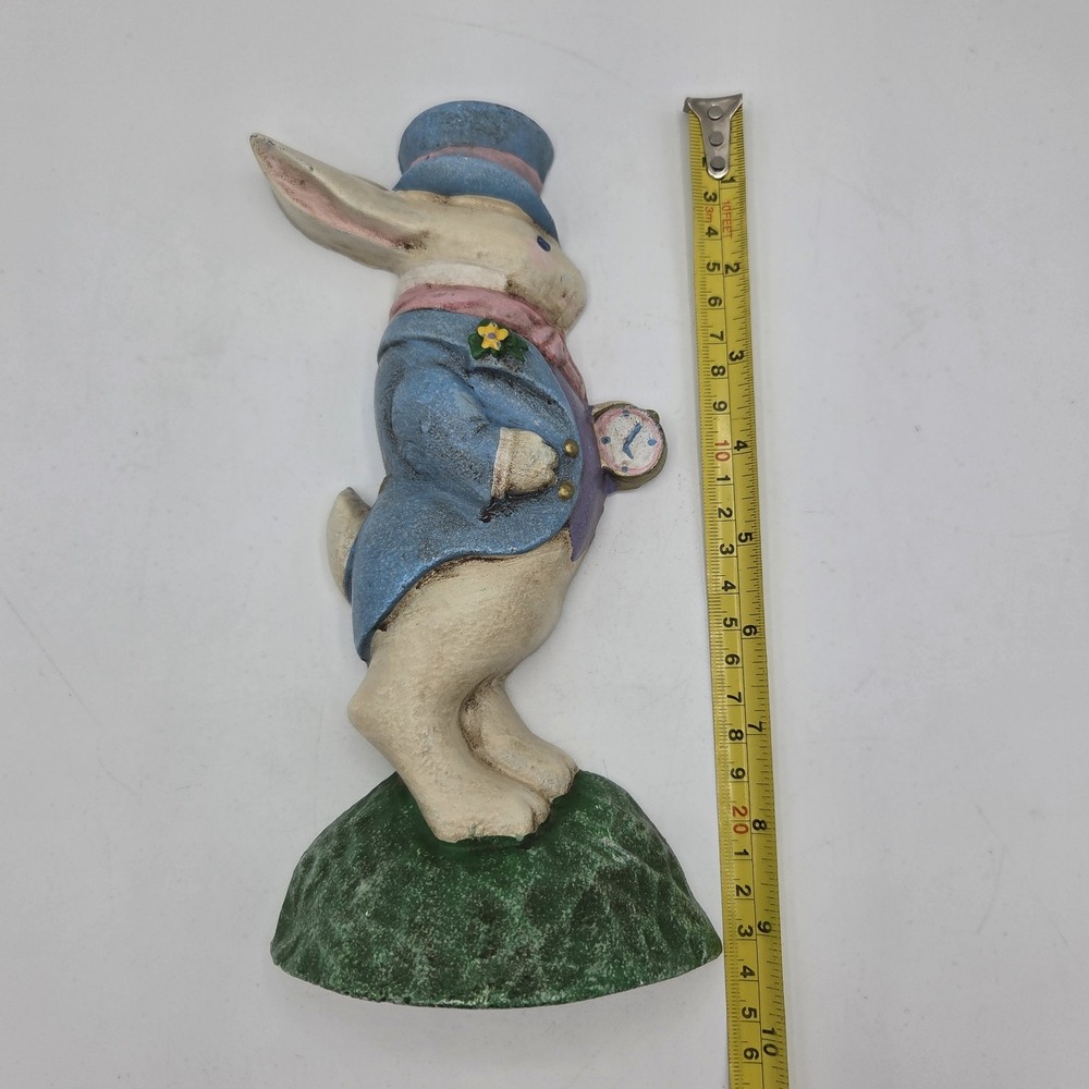 Midwest Importer Cast Iron Bunny Doorstop Alice In Wonderland White Rabbit Heavy - Picture 10 of 11